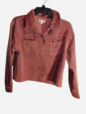 Sunset West Pink Corduroy Shacket Button Down Jacket side large